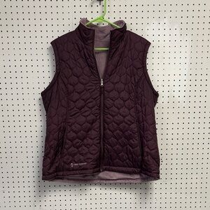 Free Country Reversible Quilted Puffer Vest Women’s XL Purple Faux Fur Full Zip